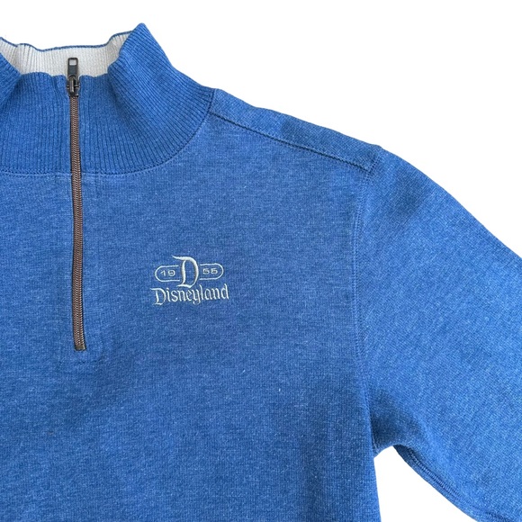 Disney Parks Sweatshirt Mens 1/2 Zip Long Sleeve Cowl Neck Stretch Blue Small - Picture 2 of 14